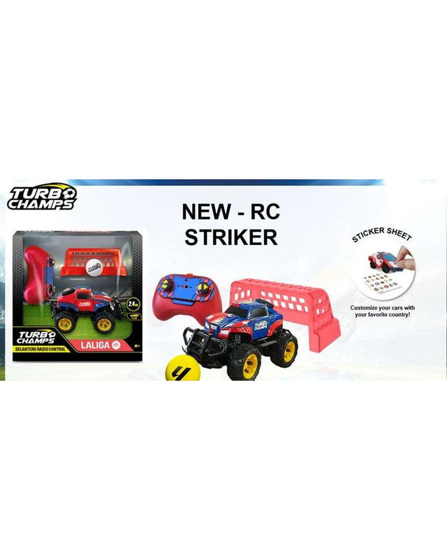 IMC Toys La Liga remote control police car toy for kids, featuring colorful police vehicle with La Liga branding.