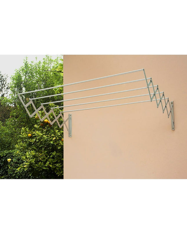 Aluminium extendable clothes drying rack measuring 120 x 70 x 23 cm, ideal for home laundry and organization by BigBuy Home.