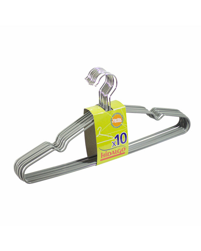 Hidalgo multicolour metal clothing hangers with silicone parts, set of 10 for home organization and storage.