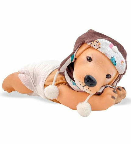 Soft plush toy of a dog from Berjuan's Anireal Hond collection, 35 cm tall, with realistic features and detailed fur.
