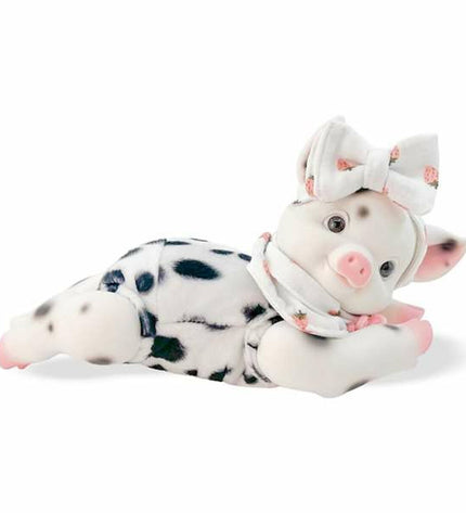 Soft Berjuan Anireal pig plush toy, 35 cm, with pink and white fur, cute face, and floppy ears, perfect for cuddling.