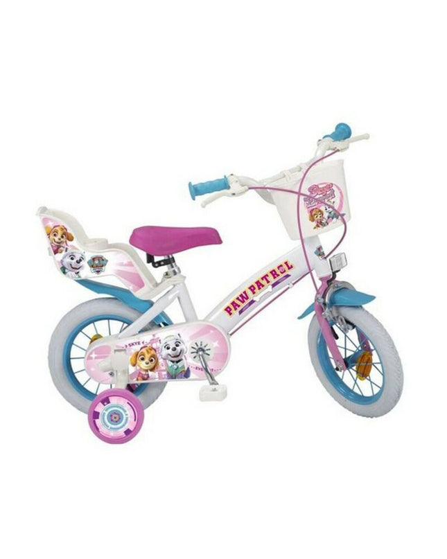 Child's Paw Patrol Kinderfiets 12-inch bike from The Paw Patrol brand, featuring colorful design and sturdy outdoor sports frame.