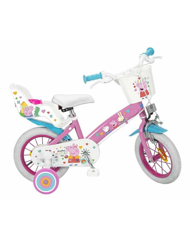 Pink Peppa Pig 12-inch kids' bike, sport and outdoor bicycle for children, featuring Peppa Pig branding and colorful design.