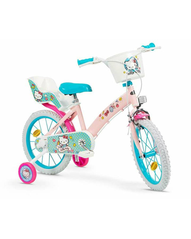Black children's bike by Toimsa with training wheels, suitable for outdoor sport and cycling activities.