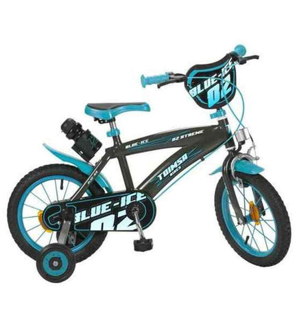 Blue and black Toimsa Fiets Blue Ice Toimsa 14-inch sport bicycle for outdoor and cycling activities.
