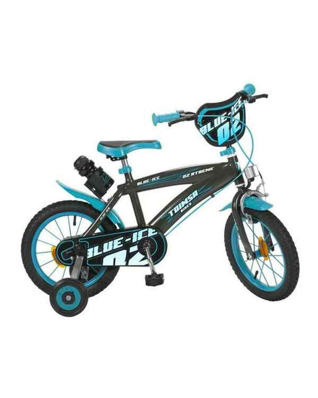 Blue and black Toimsa Fiets Blue Ice Toimsa 14-inch sport bicycle for outdoor and cycling activities.