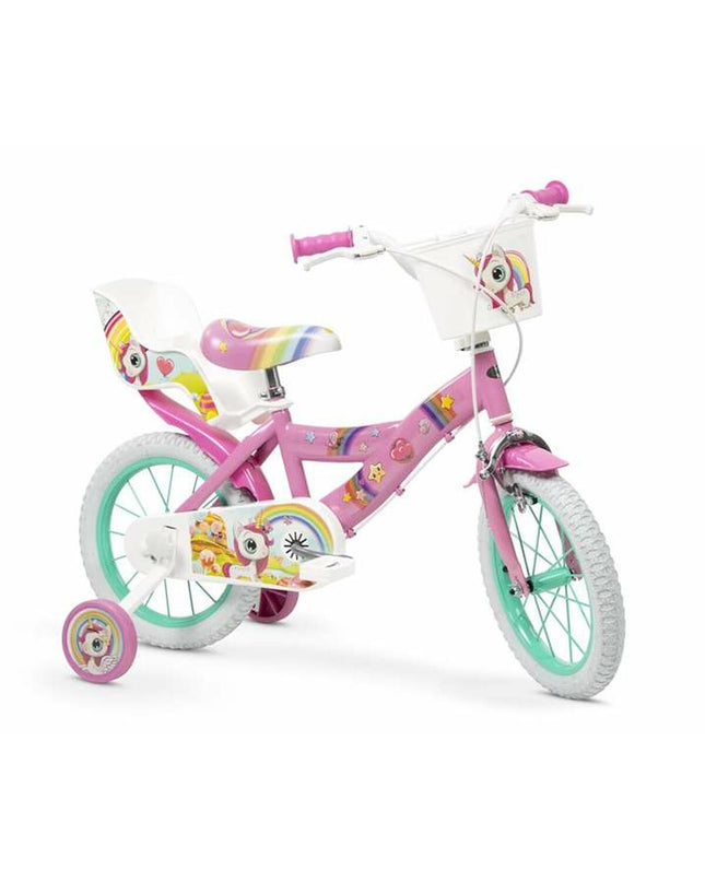 Toimsa 14-inch unicorn kids' bike, sport and outdoor bicycle with colorful design, suitable for young children.