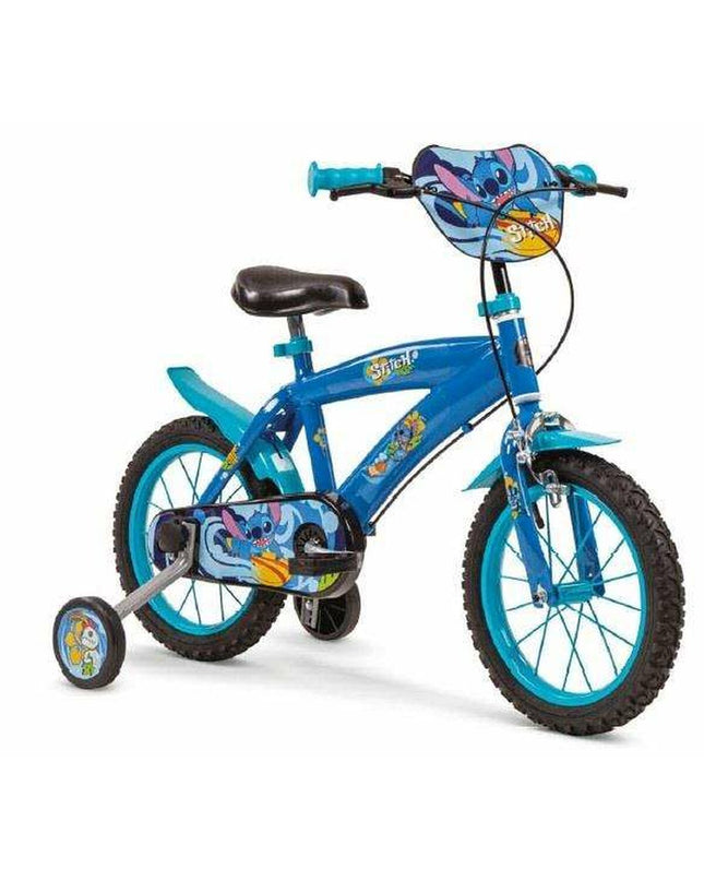 Blue Toimsa Stitch kids' bike for sport and outdoor riding, featuring a sturdy frame and colorful design.