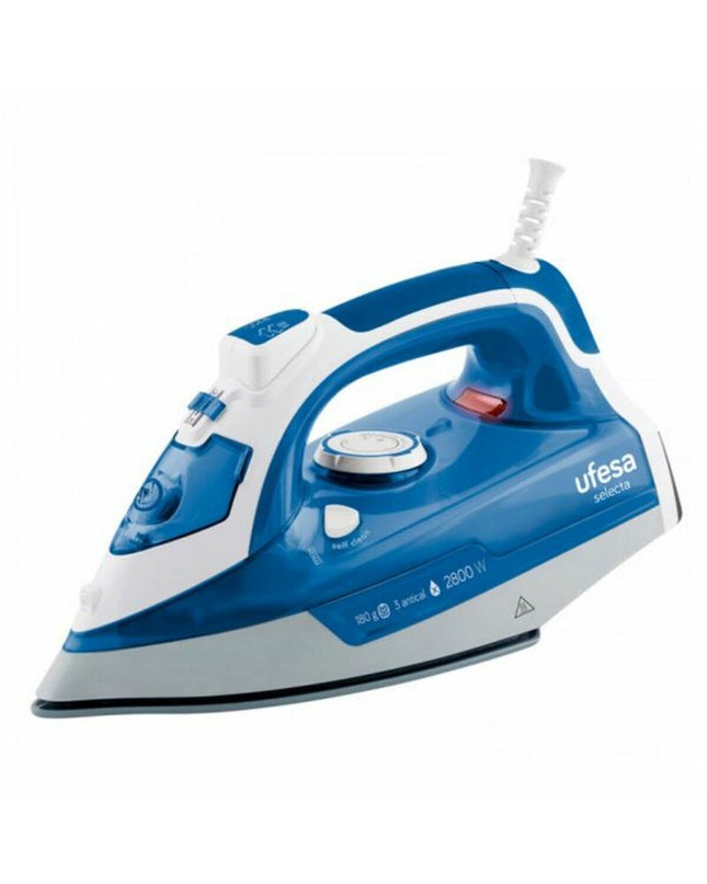 UFESA PV3285 steam iron with 2800W power, shown with a sleek design and control panel for efficient household ironing.