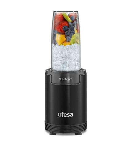 UFESA 70205397 black 900W hand mixer with beaters and control buttons, ideal for home cooking and baking.