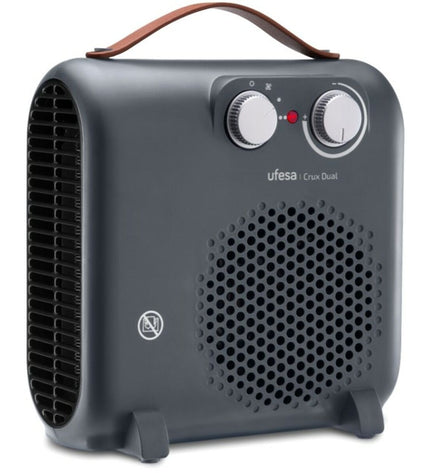 UFESA gray 2000W portable heater for home heating and cooling, compact design with control panel and vents visible.