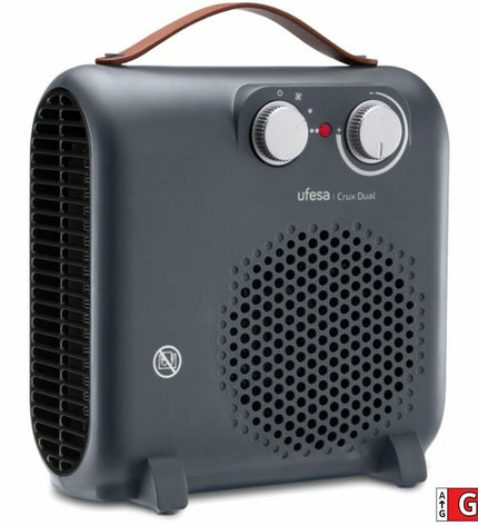 Gray UFESA portable heater with 2000W power for home and kitchen use, ideal for heating and cooling spaces.
