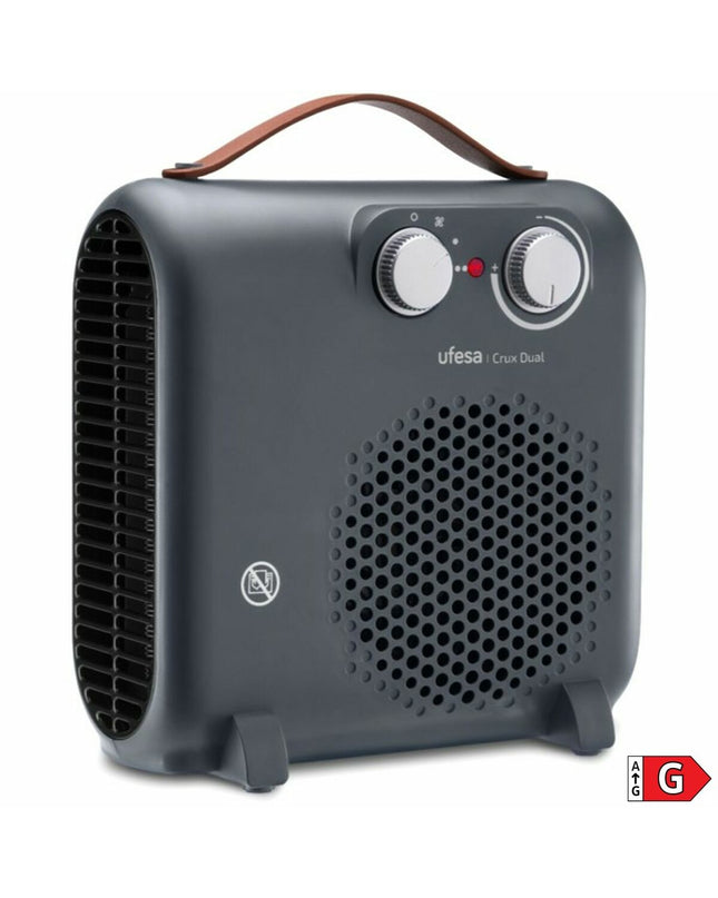 Gray UFESA portable heater with 2000W power for home and kitchen use, ideal for heating and cooling spaces.