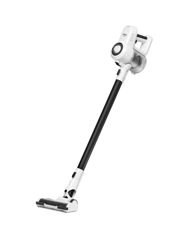 UFESA Artica 1200W steel vacuum cleaner for home cleaning, showing the sleek design and power cord, ideal for floor and window cleaning.