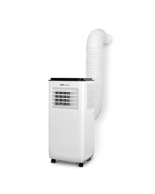 Portable UFESA Alaska 7 1765F air conditioner for home use, with vents and control panel visible.