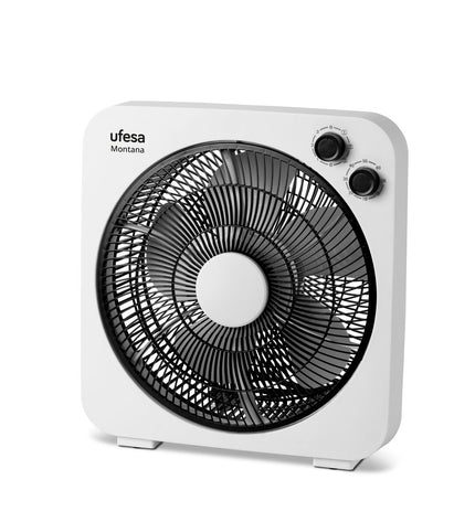 UFESA Montana 45W portable fan for home and kitchen, compact air conditioner with adjustable settings and modern design.