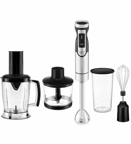 UFESA Jupiter 1500W hand blender with stainless steel shaft, compact kitchen appliance for blending and mixing.