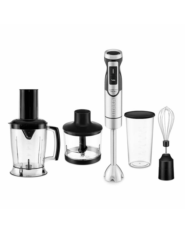 UFESA Jupiter 1500W hand blender with stainless steel shaft, compact kitchen appliance for blending and mixing.