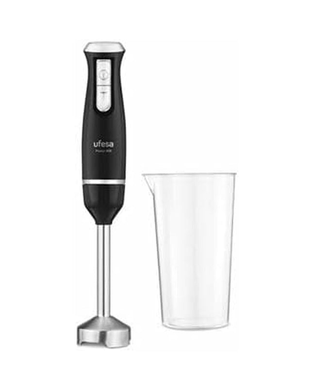 UFESA Handblender UFESA 70105999 with 800W power, showing the sleek handheld design and blending attachments.