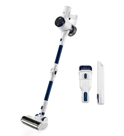UFESA Steelstofzuiger 81406026 300W lying on the floor, showing its compact design and handle for home cleaning.