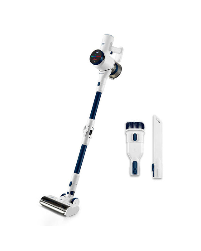 UFESA Steelstofzuiger 81406026 300W lying on the floor, showing its compact design and handle for home cleaning.
