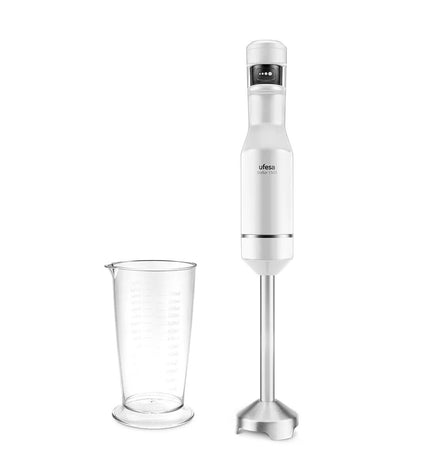 UFESA Stellar 1500W hand blender with ergonomic handle and blending attachment, ideal for cooking and kitchen use.
