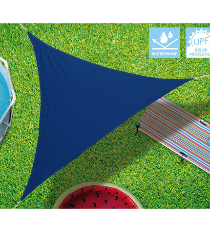BigBuy Outdoor Zonnetent blauw, 5x5x5 cm, driehoekig, ideaal voor sport, outdoor, kamperen en wandelen, lichte en duurzame design