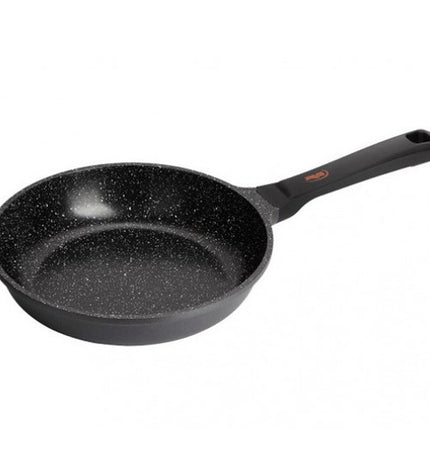 Inoxibar ABSOLUTE black aluminum frying pan with 24 cm diameter, suitable for cooking in the kitchen.