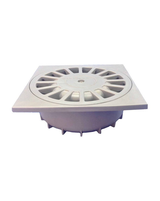 Tecnoagua PVC T-88 drain for bathroom and kitchen, 25x25x7 cm with 11-9 cm diameter pipe, in white plastic for household use