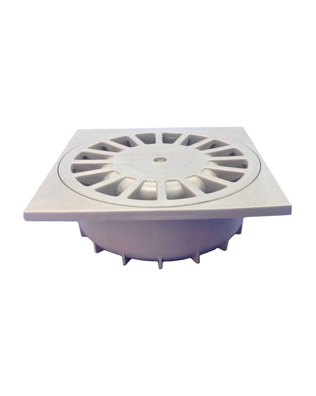 Tecnoagua PVC T-88 vertical drain for home and bathroom, 20x20x7 cm with 11-9 cm diameter, suitable for kitchen and bath.