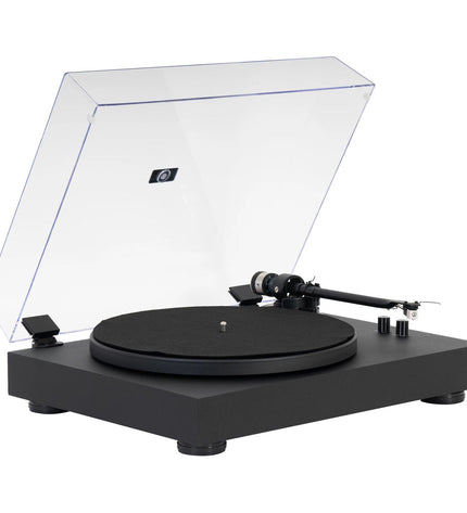 Black FONESTAR VINYL-13 turntable for vinyl records, featuring vintage audio and hi-fi design.