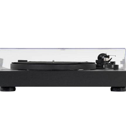 Black FONESTAR VINYL-13 turntable with tonearm and controls, showcasing its vintage-style electronic audio equipment design.
