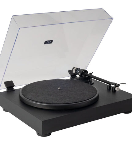 Black Fonestar Vinyl-13 turntable with tonearm and control buttons, part of electronic audio and hi-fi equipment.
