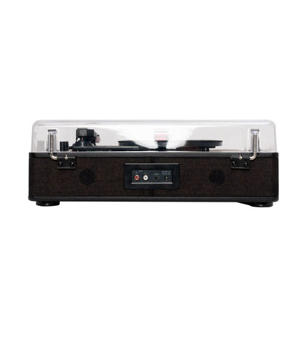 Black FONESTAR VINYL-25AMP turntable for vinyl records, featuring sleek electronic audio and hi-fi equipment design.