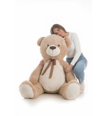 Large brown plush teddy bear from BigBuy Fun, 140 cm tall, soft stuffed toy ideal for children.