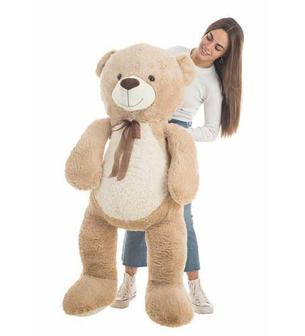 Large brown plush teddy bear from BigBuy Fun, 140 cm tall, soft stuffed toy perfect for cuddling and play.