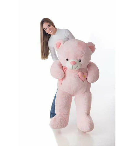 Large pink Valentin bear plush toy from BigBuy Kids, 140 cm soft stuffed animal perfect for cuddling and play.