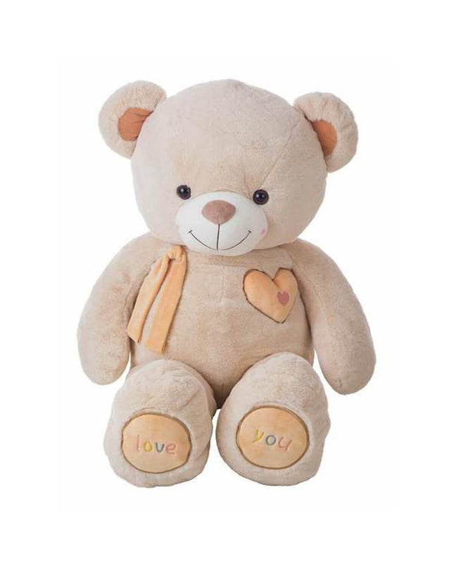 BigBuy Kids Valentin beige beer plush toy, 115 cm soft stuffed animal for children, cuddly and huggable.