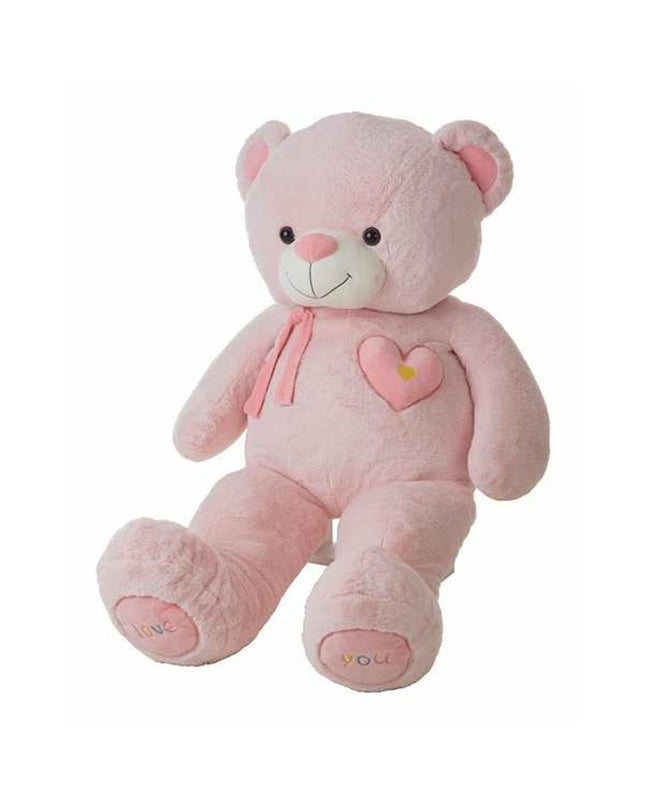 BigBuy Kids Valentin Roze Beer plush toy, 100 cm soft stuffed animal for children, pink teddy bear in playful pose.