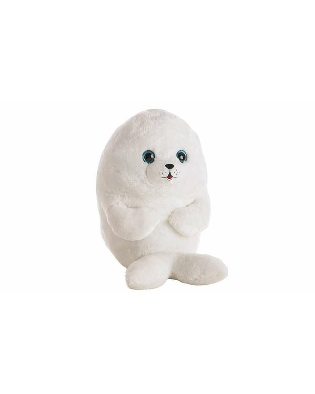 White 18 cm seal plush toy from BigBuy Fun, soft stuffed animal perfect for cuddling and play.