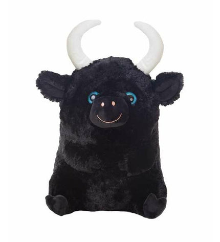 Soft plush toy of a 45cm bull from BigBuy Kids, featuring detailed stitching and realistic bull features for children's play.