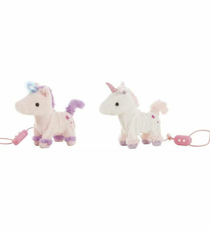 Soft interactive unicorn plush toy by BigBuy Fun, 23 cm tall, suitable for children, with colorful mane and friendly face.