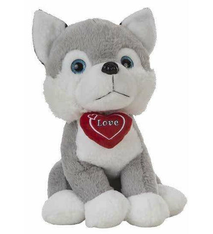 BigBuy Kids Husky plush toy, 36 cm soft stuffed animal with heart, perfect for children’s cuddly play and comfort.