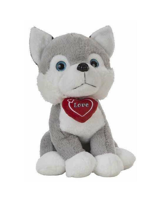 BigBuy Kids Husky plush toy, 36 cm soft stuffed animal with heart, perfect for children’s cuddly play and comfort.