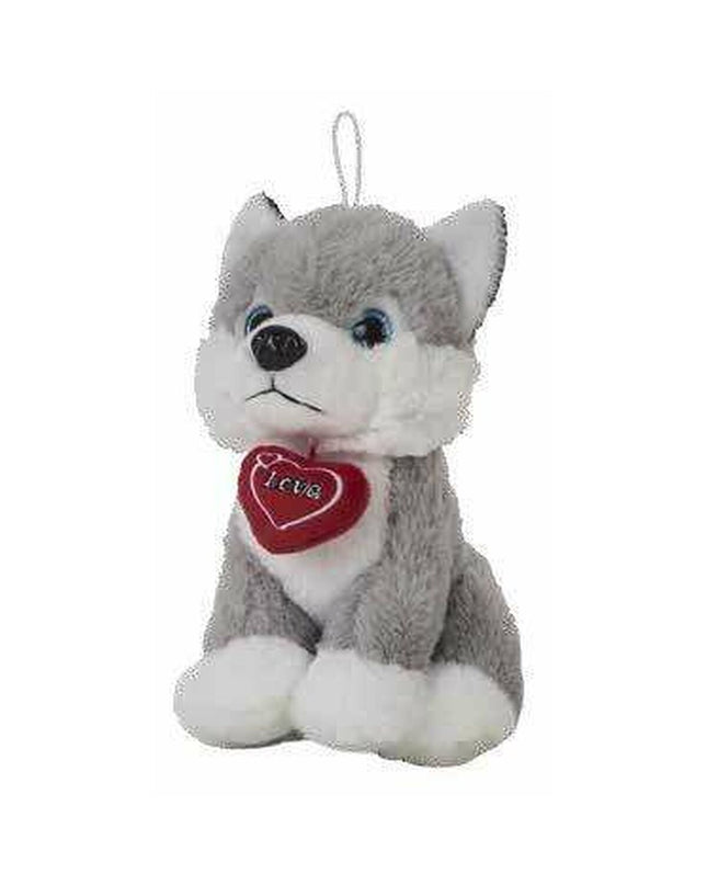 Soft husky plush toy from BigBuy Kids, 28 cm, featuring a cute, cuddly dog with a heart-shaped chest in pastel colors.
