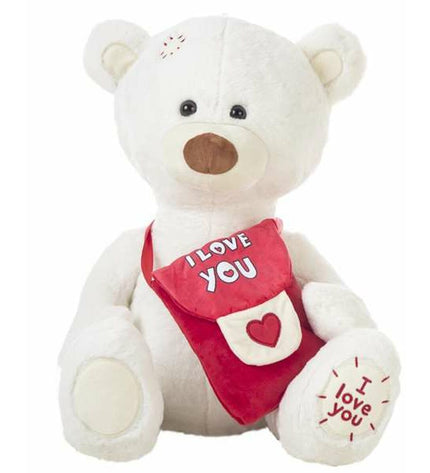 Soft white Knuffel Beer plush toy from BigBuy Kids, 55 cm, perfect for cuddling and play.