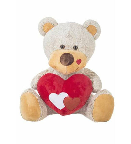 Beige plush beer heart toy, 110 cm tall, soft stuffed toy from BigBuy Fun for children’s play and cuddling.