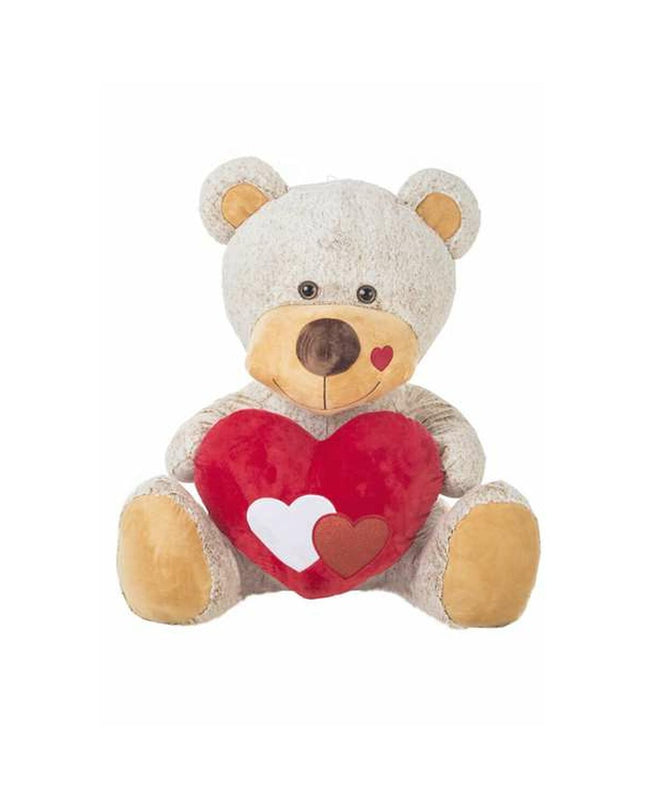 Beige plush beer heart toy, 110 cm tall, soft stuffed toy from BigBuy Fun for children’s play and cuddling.