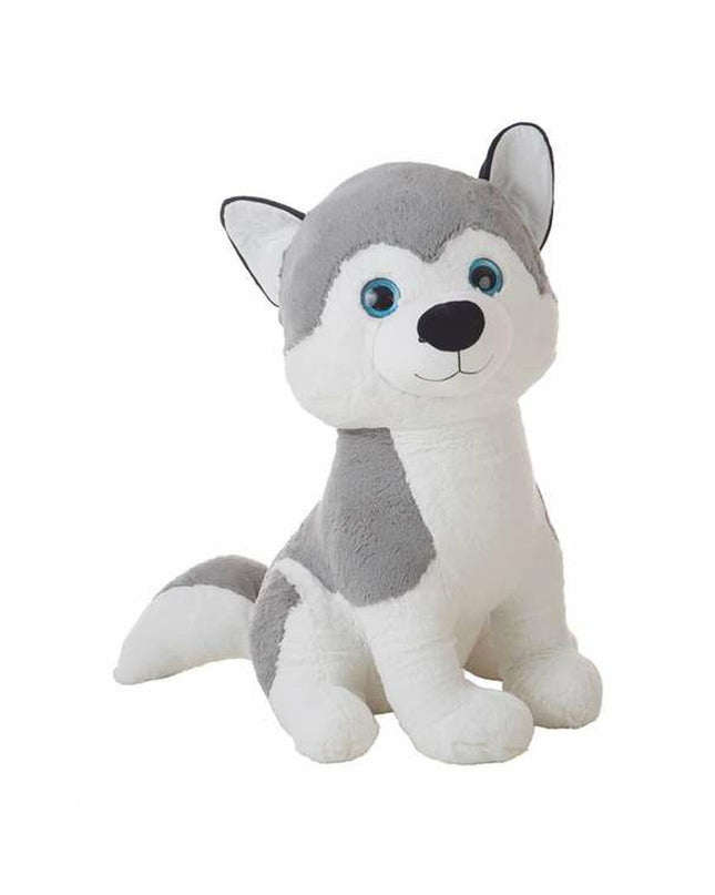 BigBuy Kids Ron Husky plush toy, 90 cm tall, soft stuffed animal ideal for cuddling and play.
