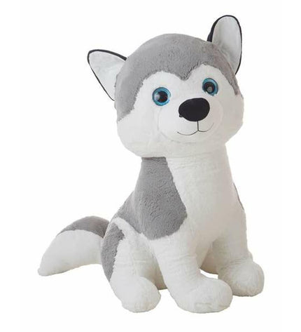 BigBuy Kids Ron Husky plush toy, 38 cm soft stuffed animal featuring realistic husky details for kids' cuddly play.